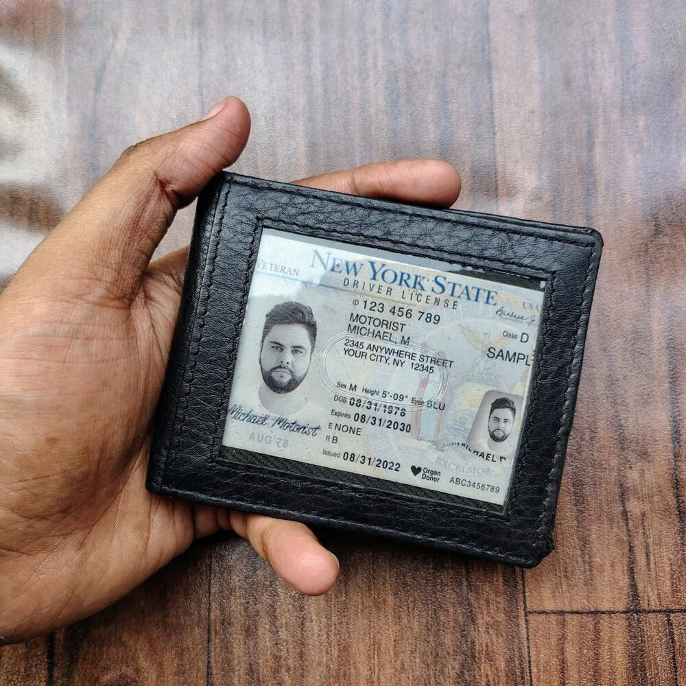 Leather bifold wallet, leather money clip, leather money clip wallet with RFID